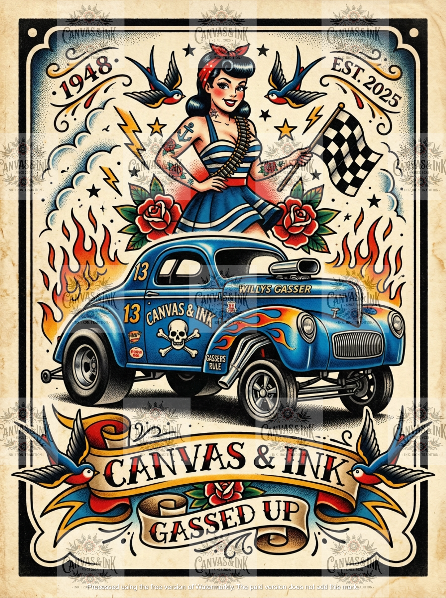 48 Willys Gasser A4 Metal Sign