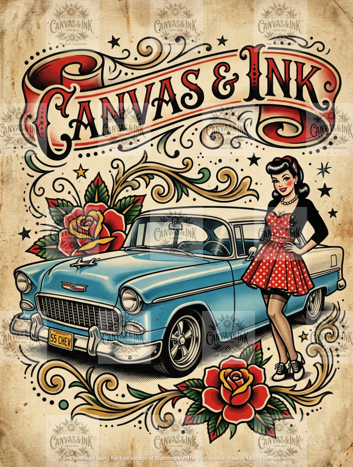 55 Chevy A4 Metal Sign