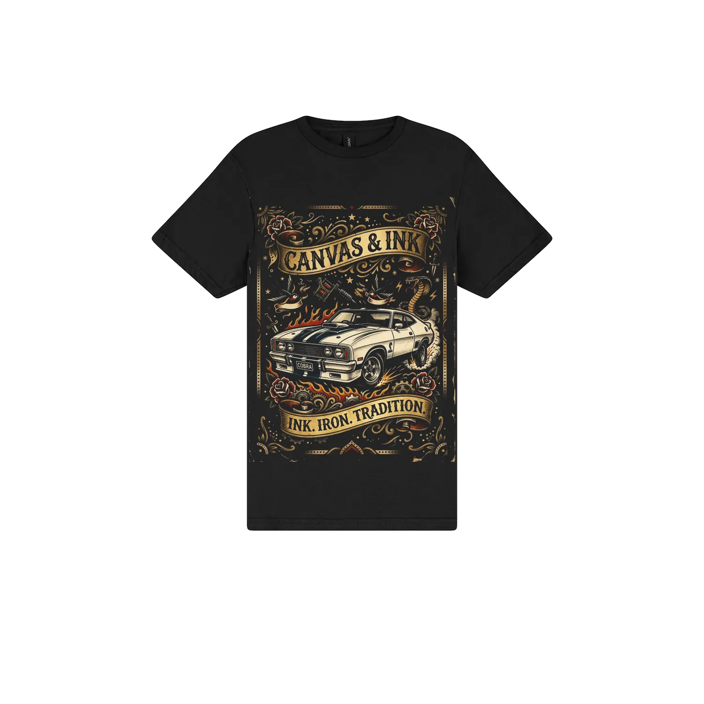 Black front flat lay