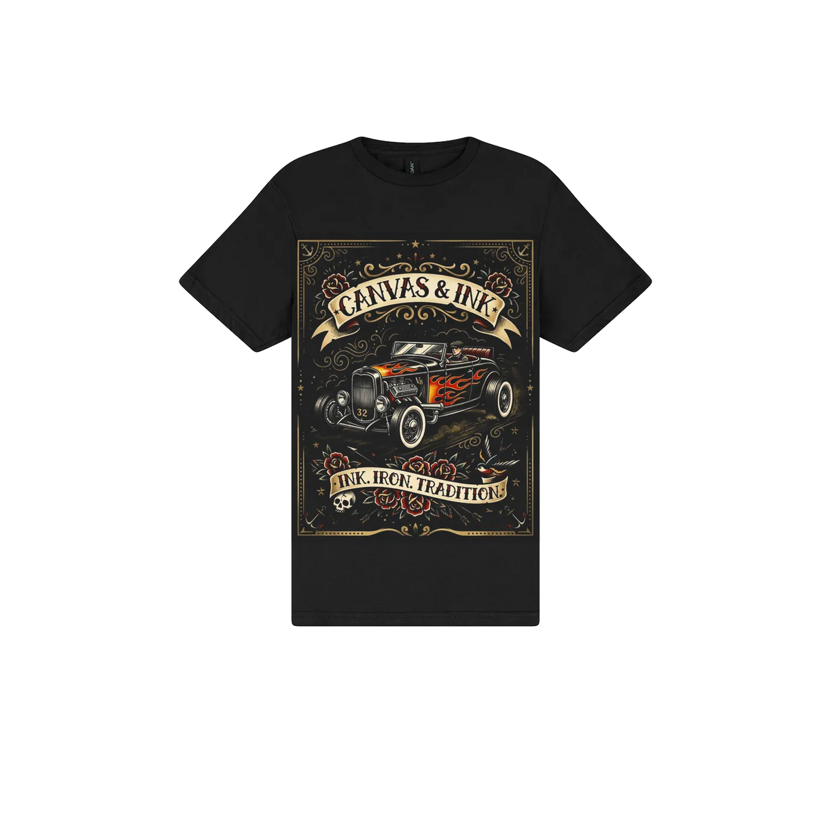Black front flat lay