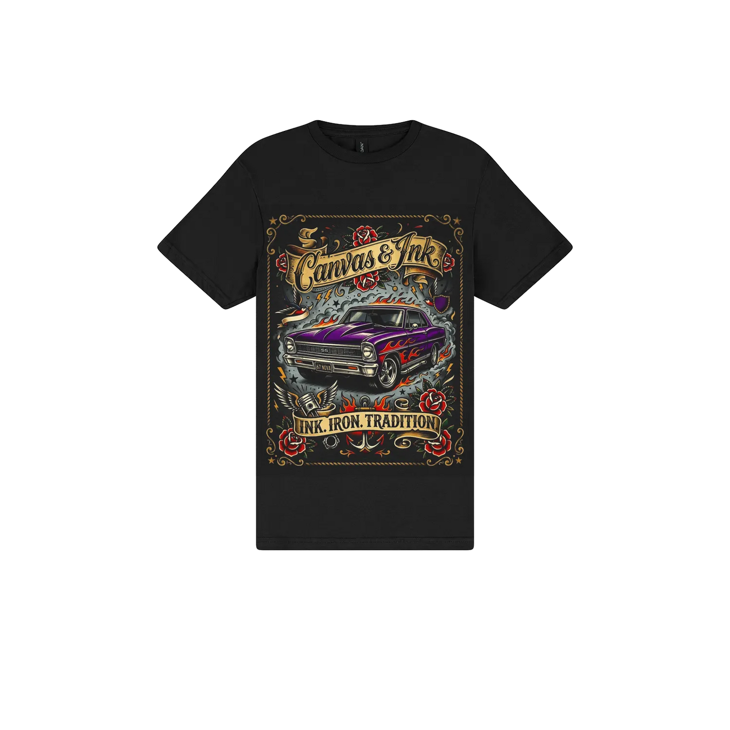 Black front flat lay
