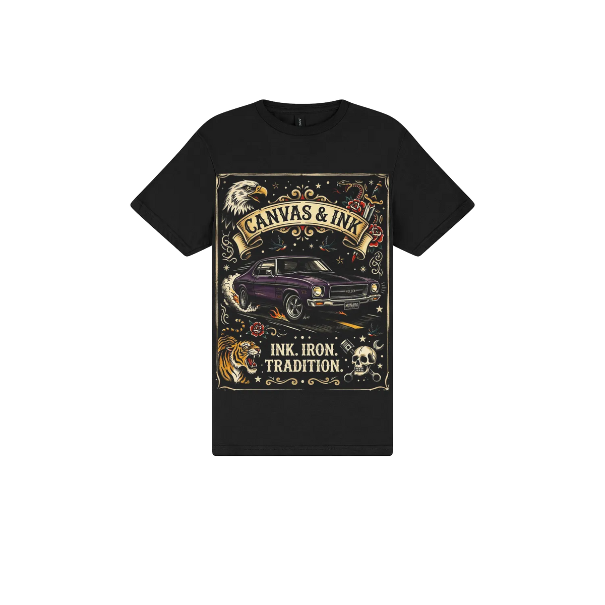 Black front flat lay