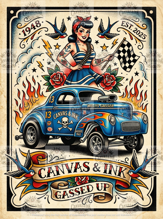 48 Willys Gasser A4 Metal Sign