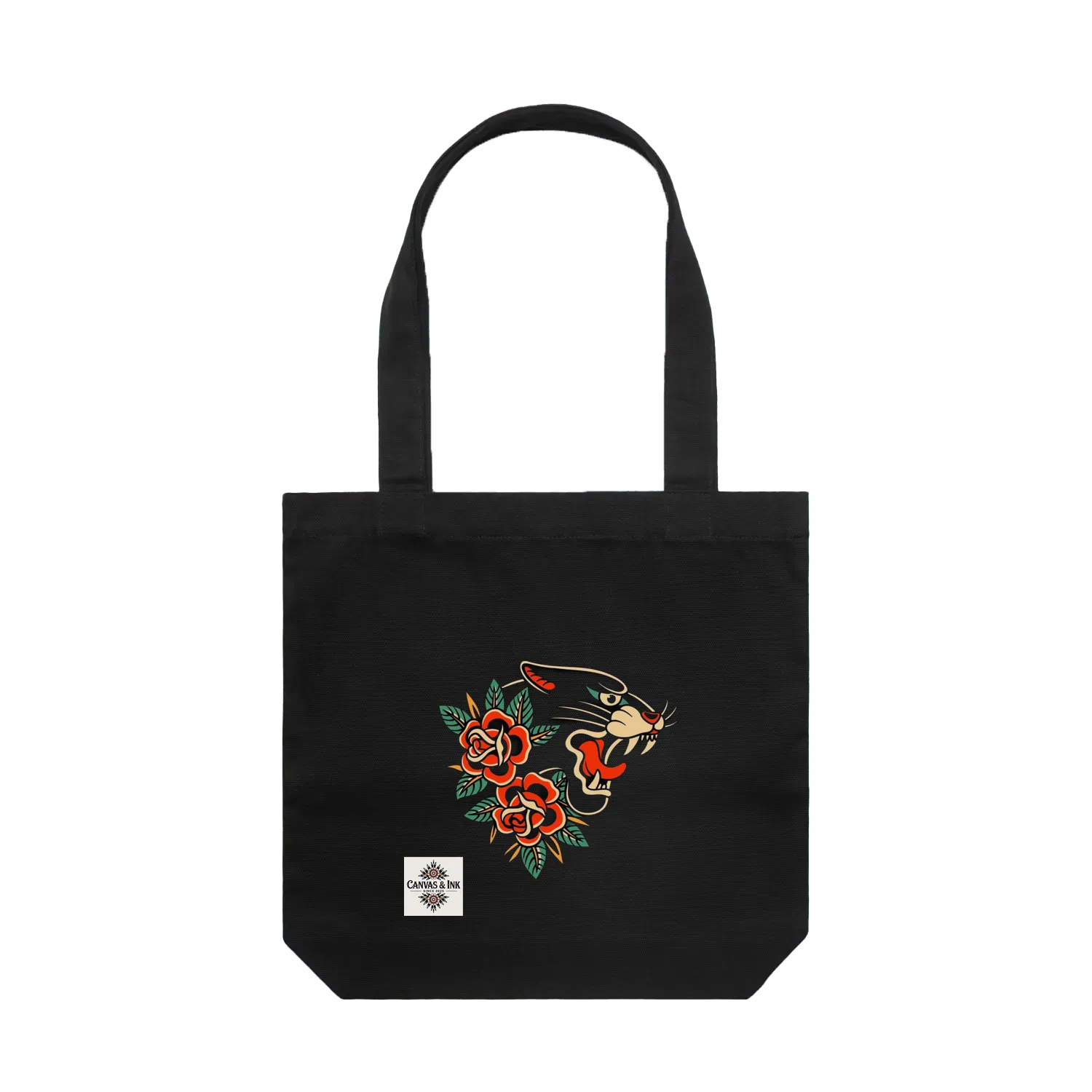 Black front flat lay