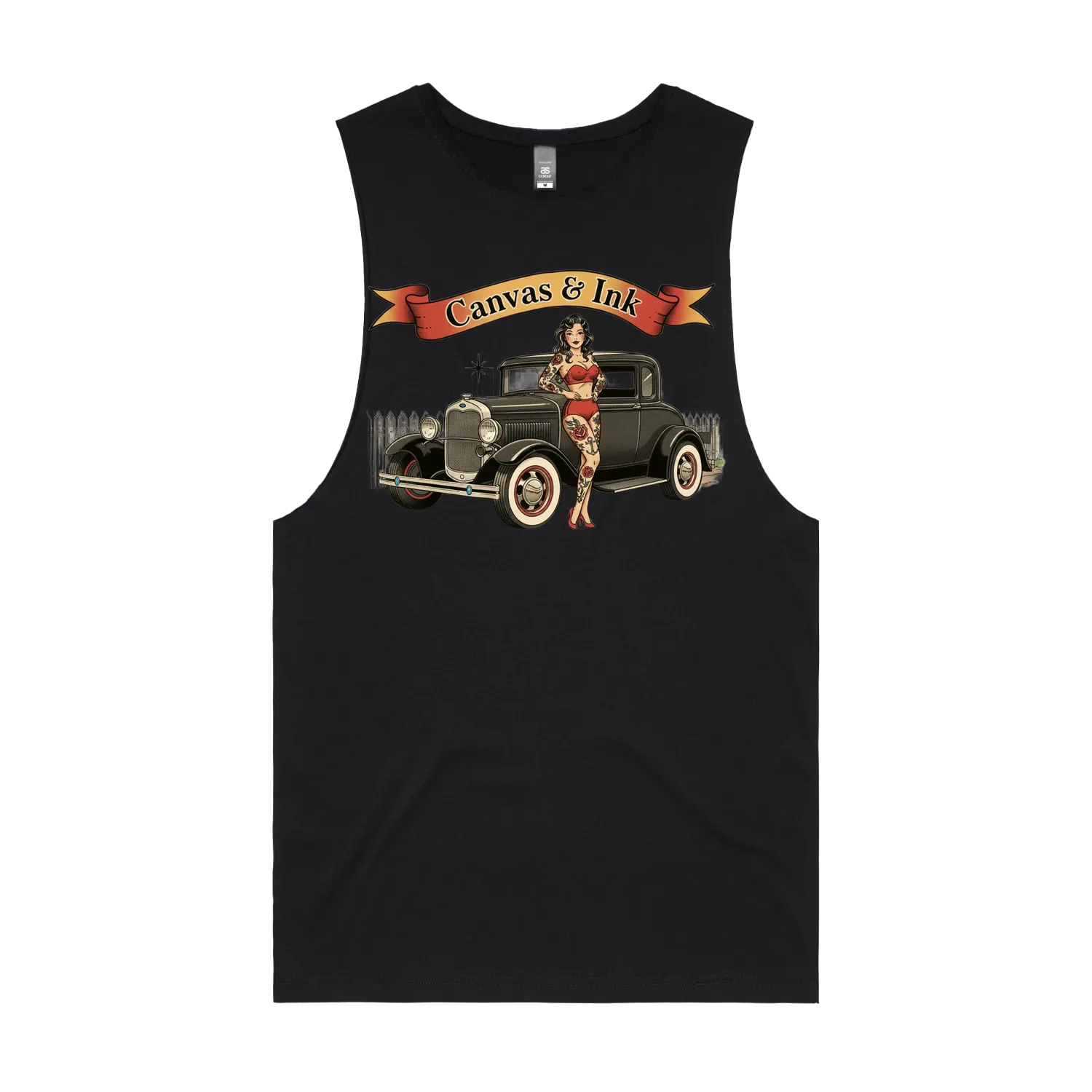 Black front flat lay