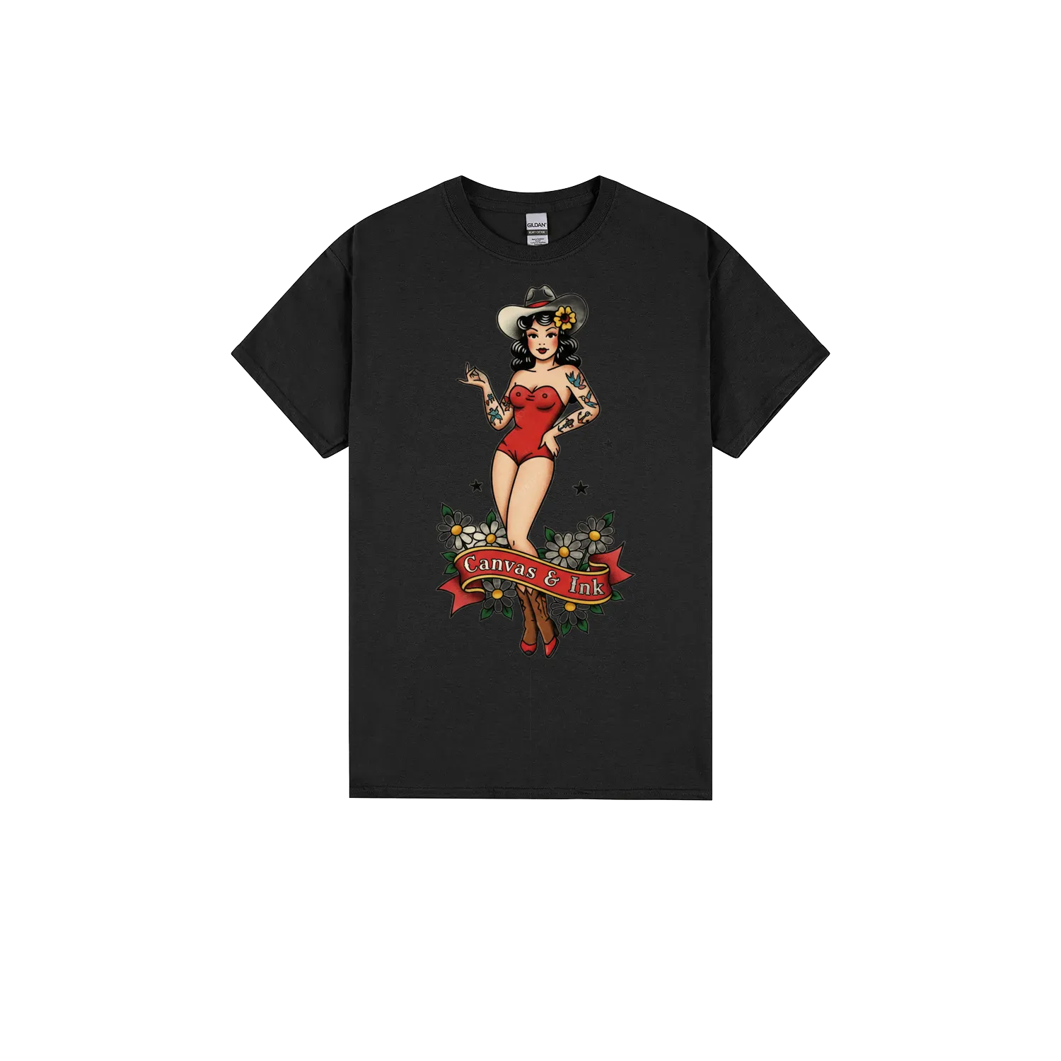 Black front flat lay