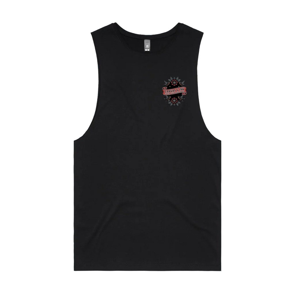 Black front flat lay