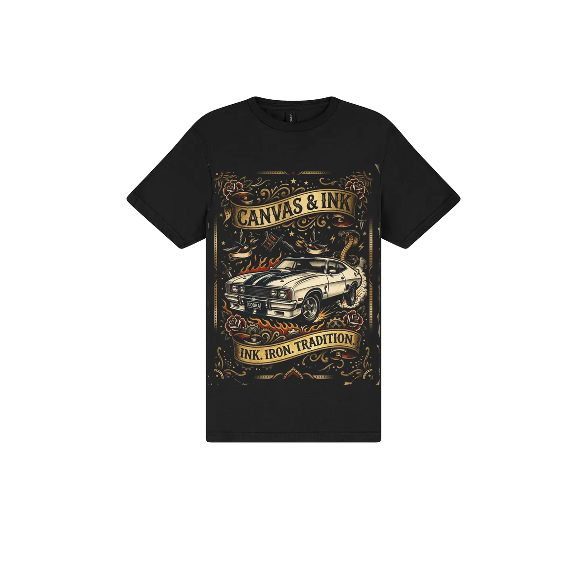 Black front flat lay