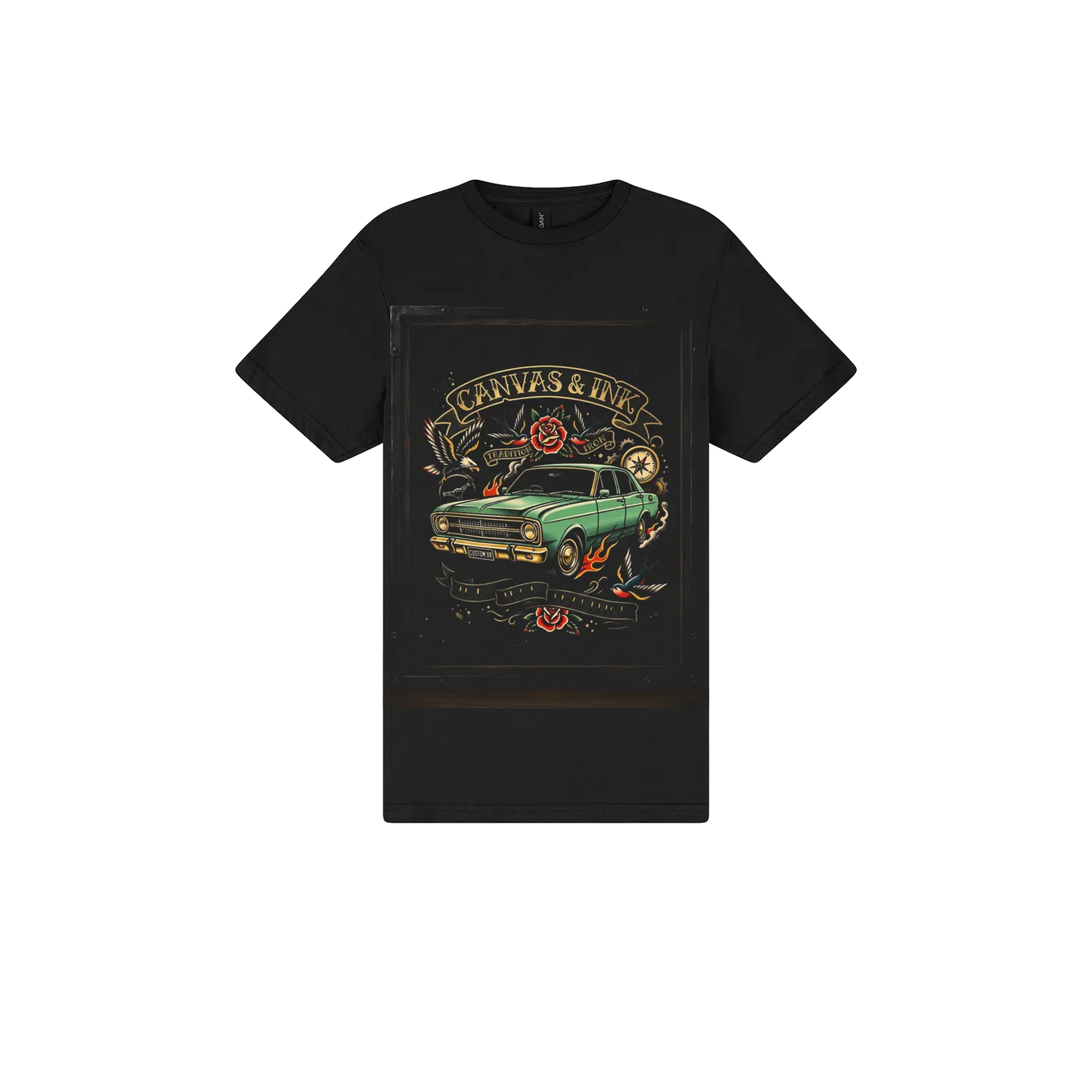 Black front flat lay