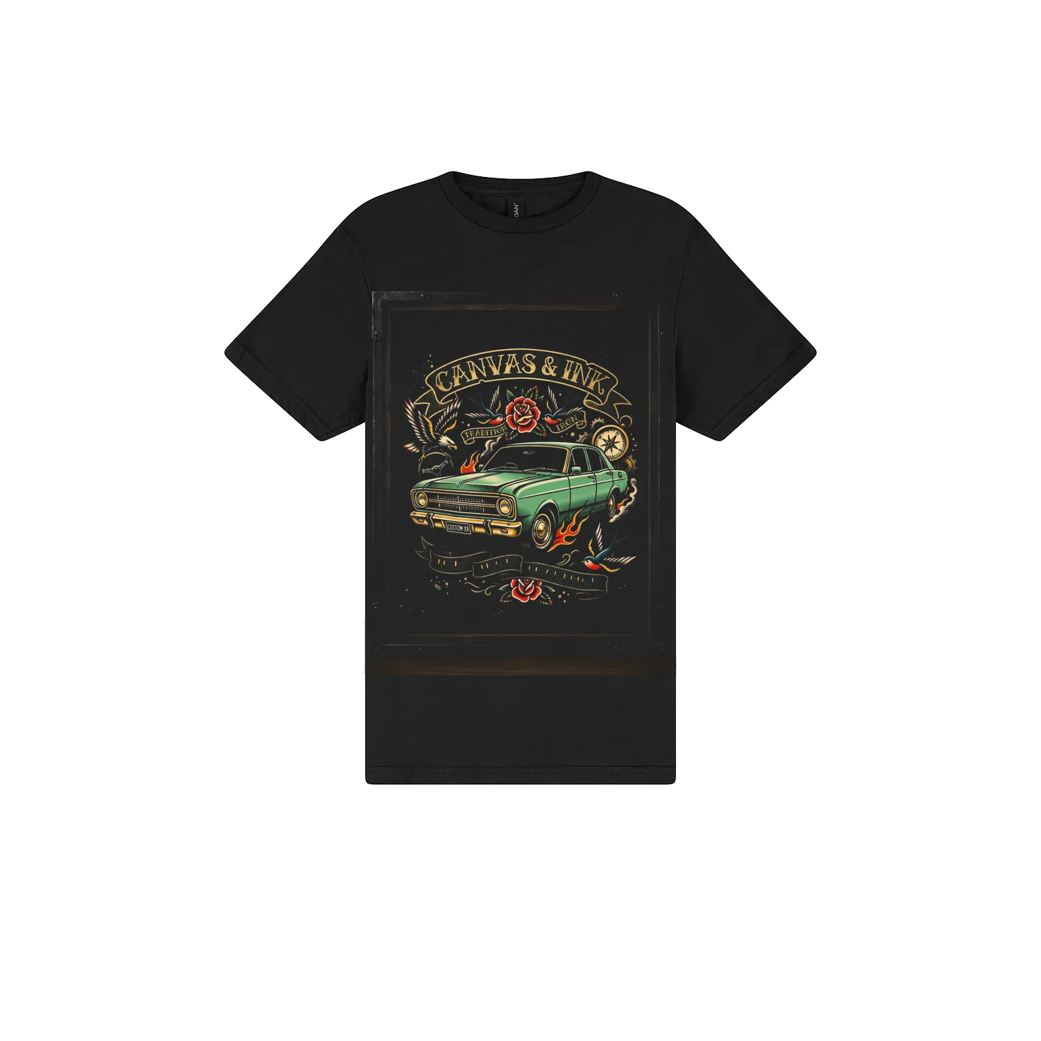 Black front flat lay