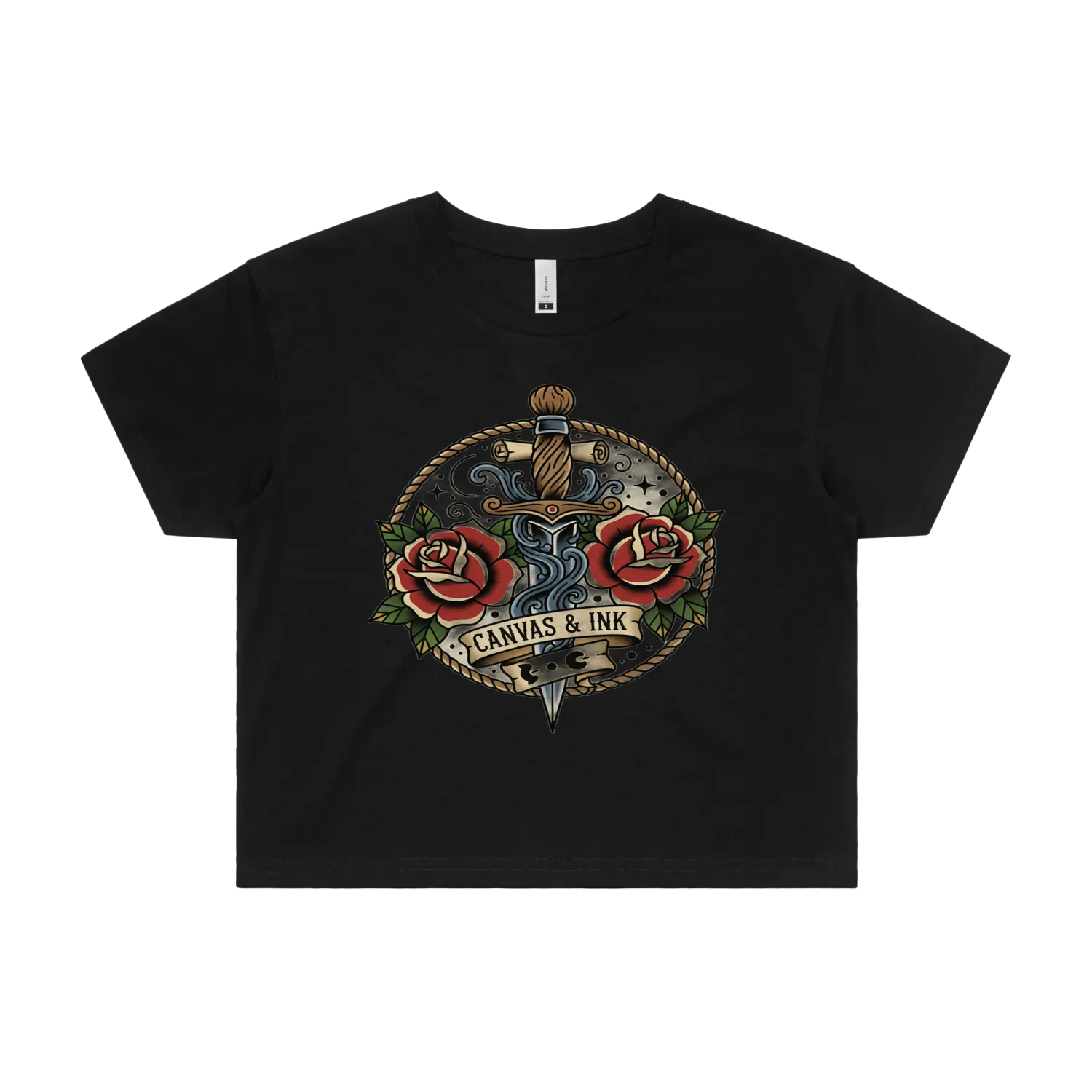 Black front flat lay