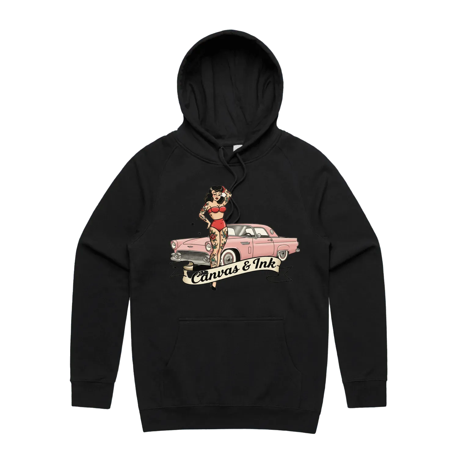 Black front flat lay