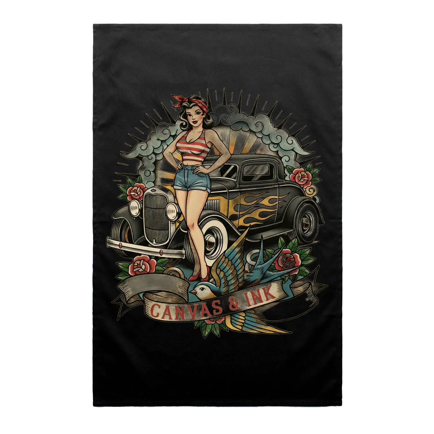 Black front flat lay