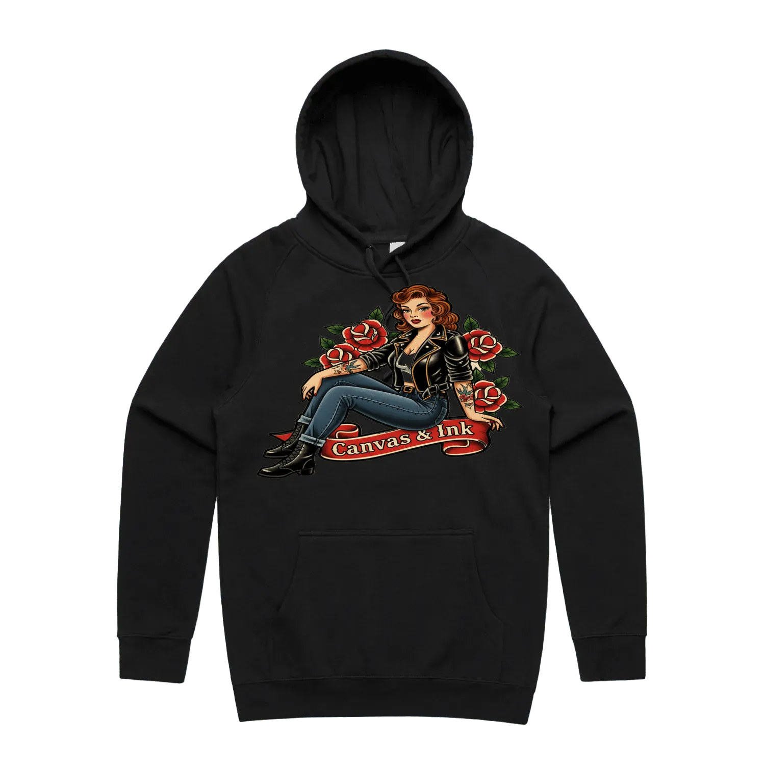 Black front flat lay