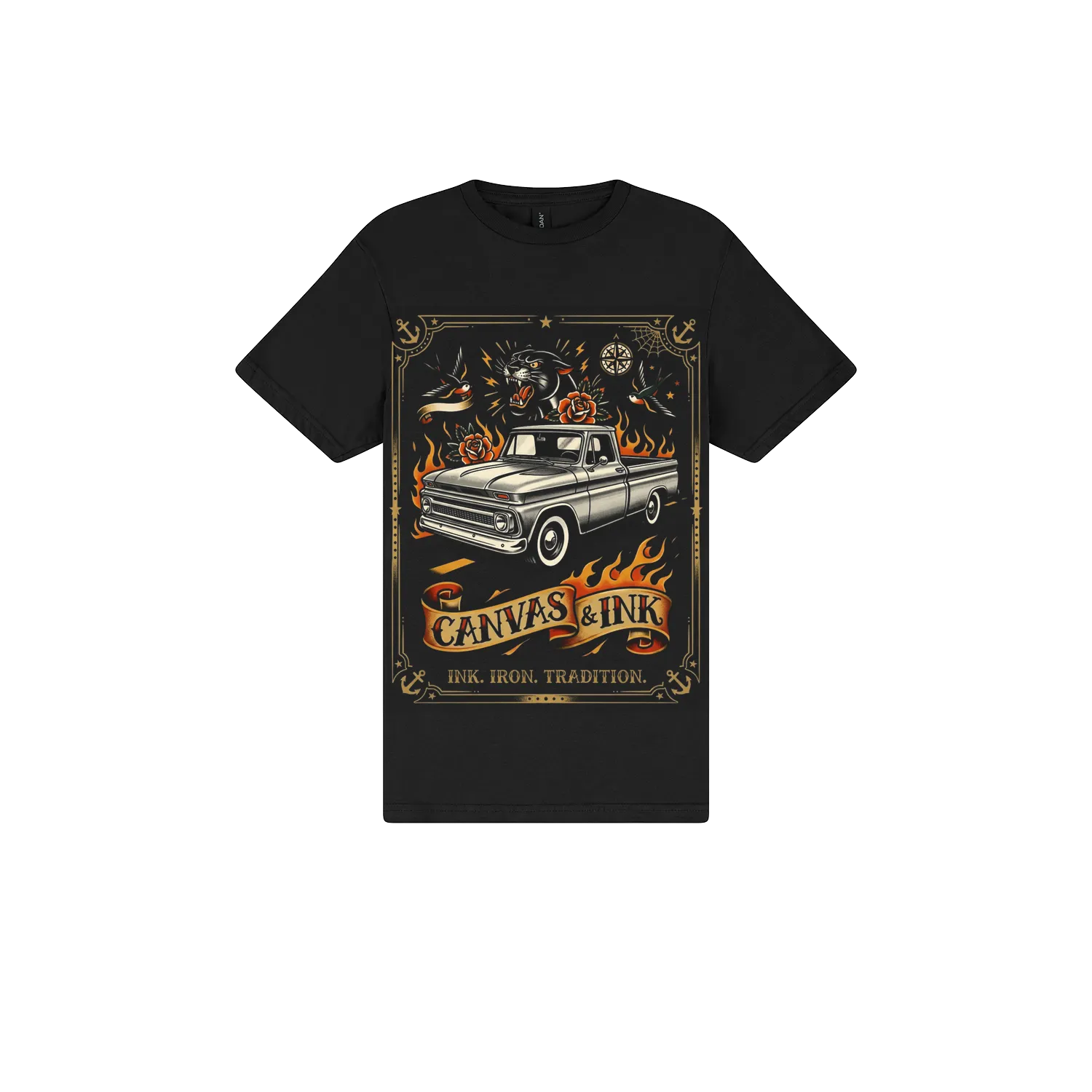 Black front flat lay