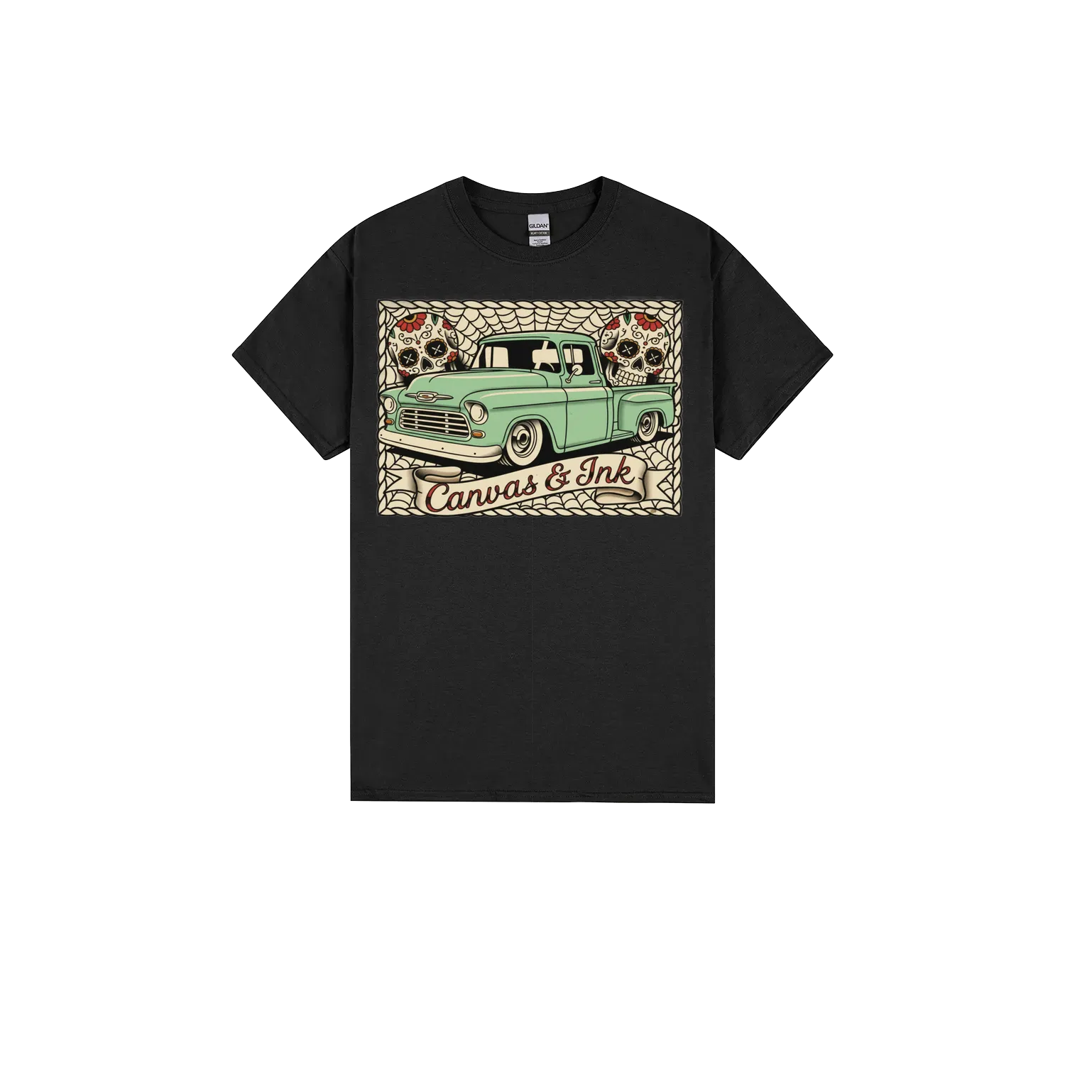 Black front flat lay