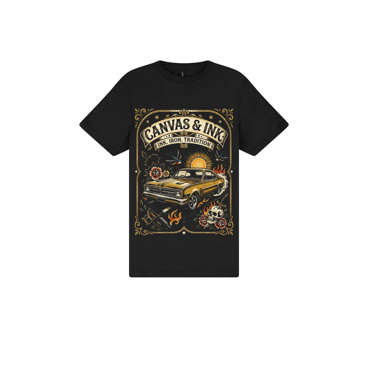 Black front flat lay