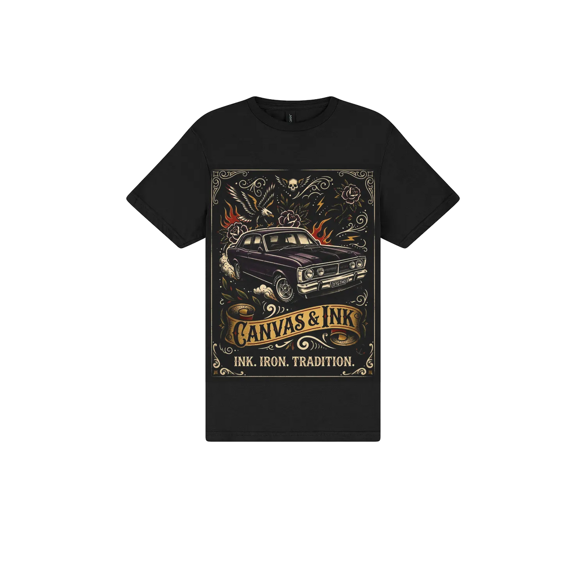 Black front flat lay