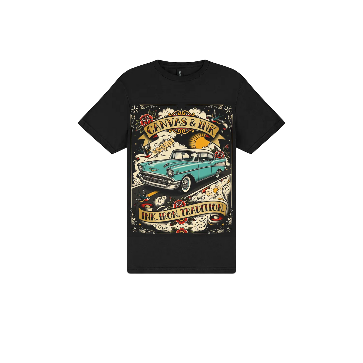 Black front flat lay