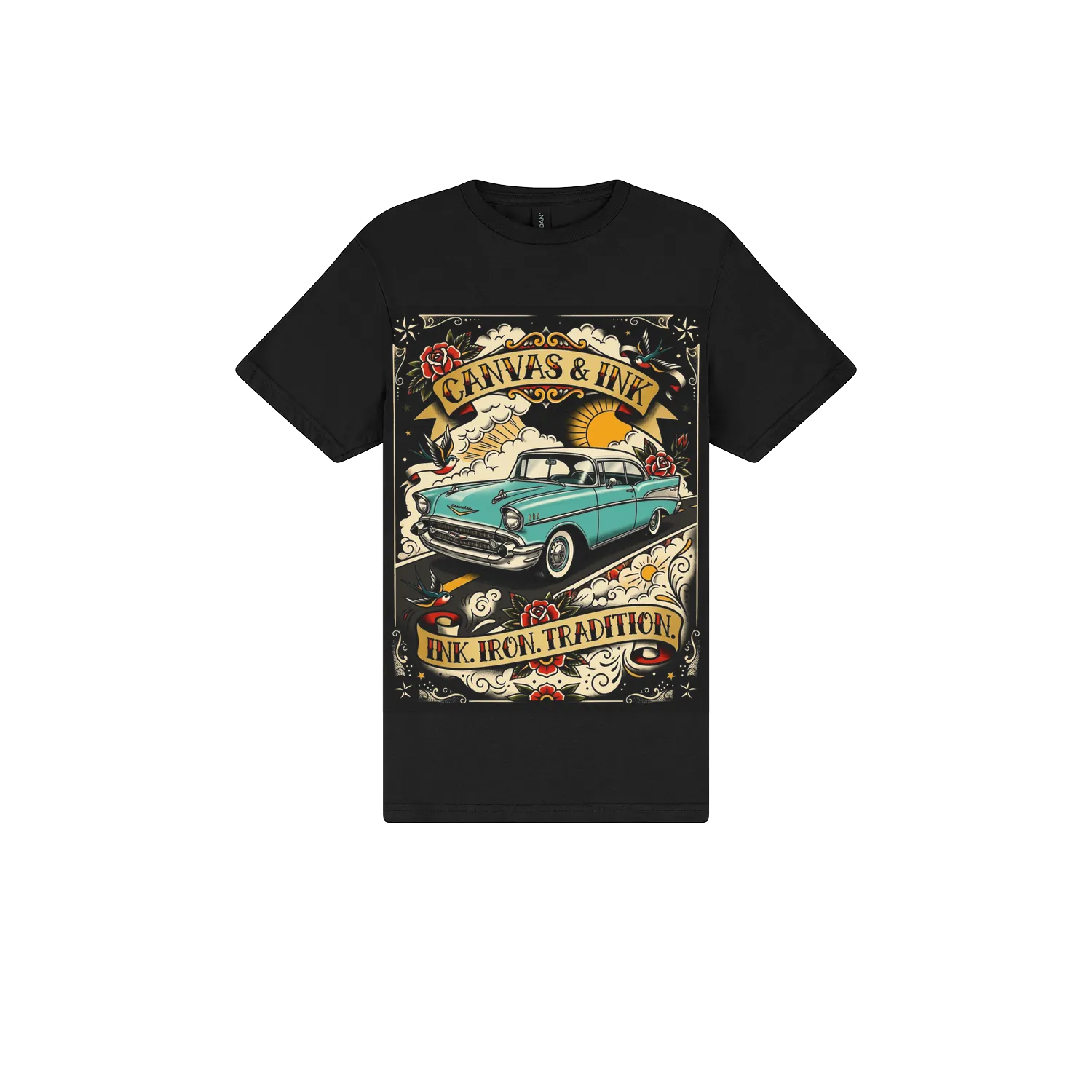 Black front flat lay