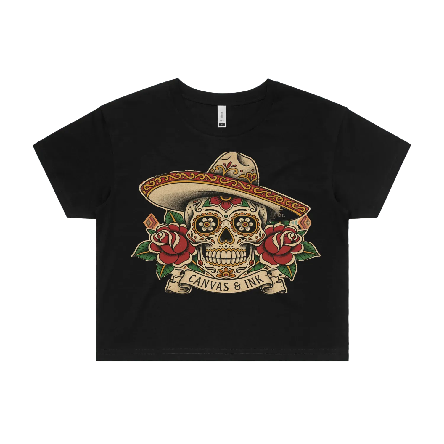 Black front flat lay