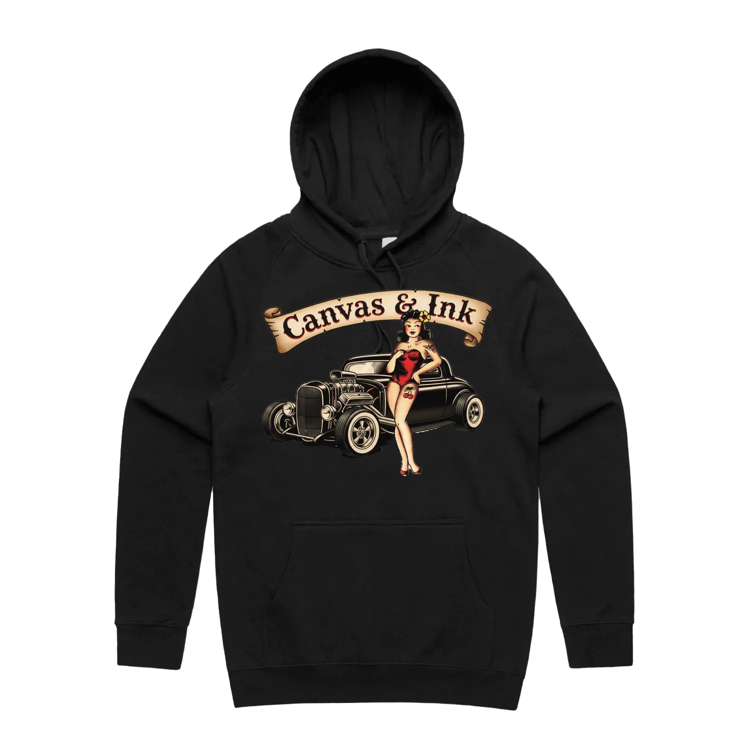 Black front flat lay