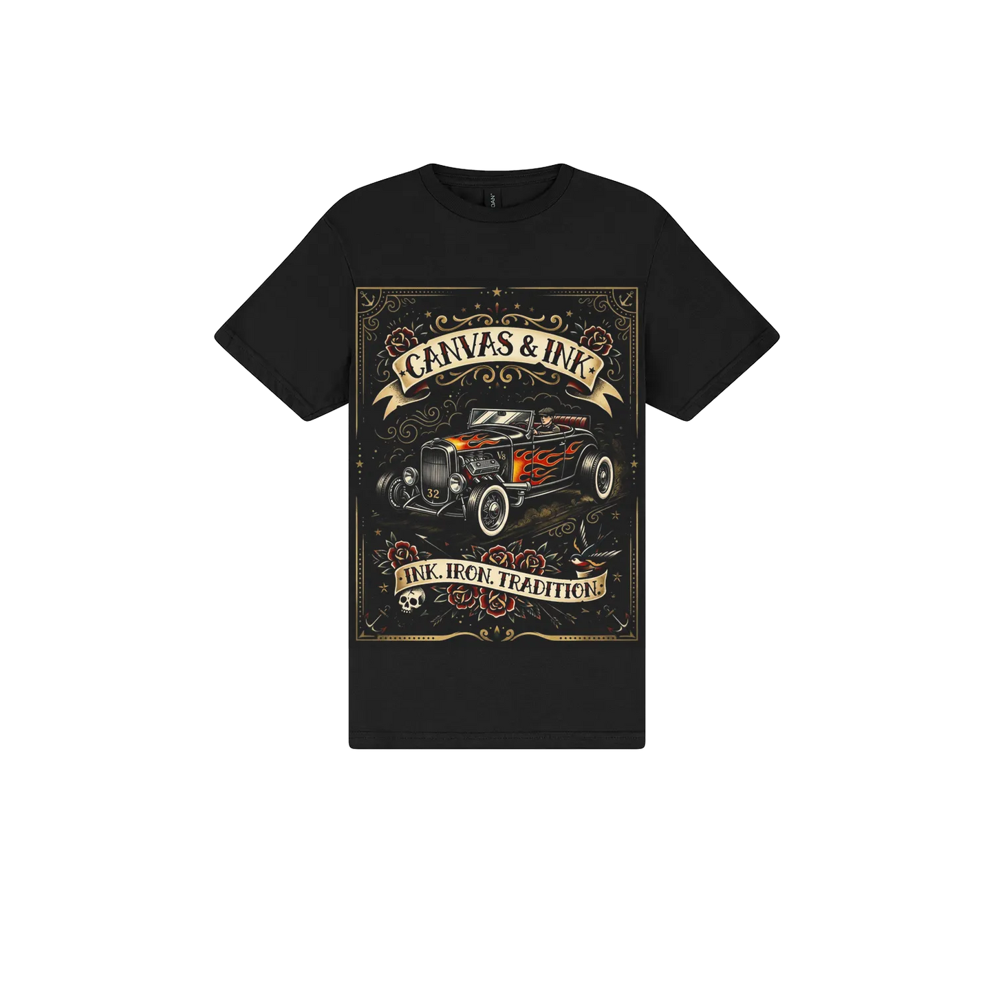 Black front flat lay