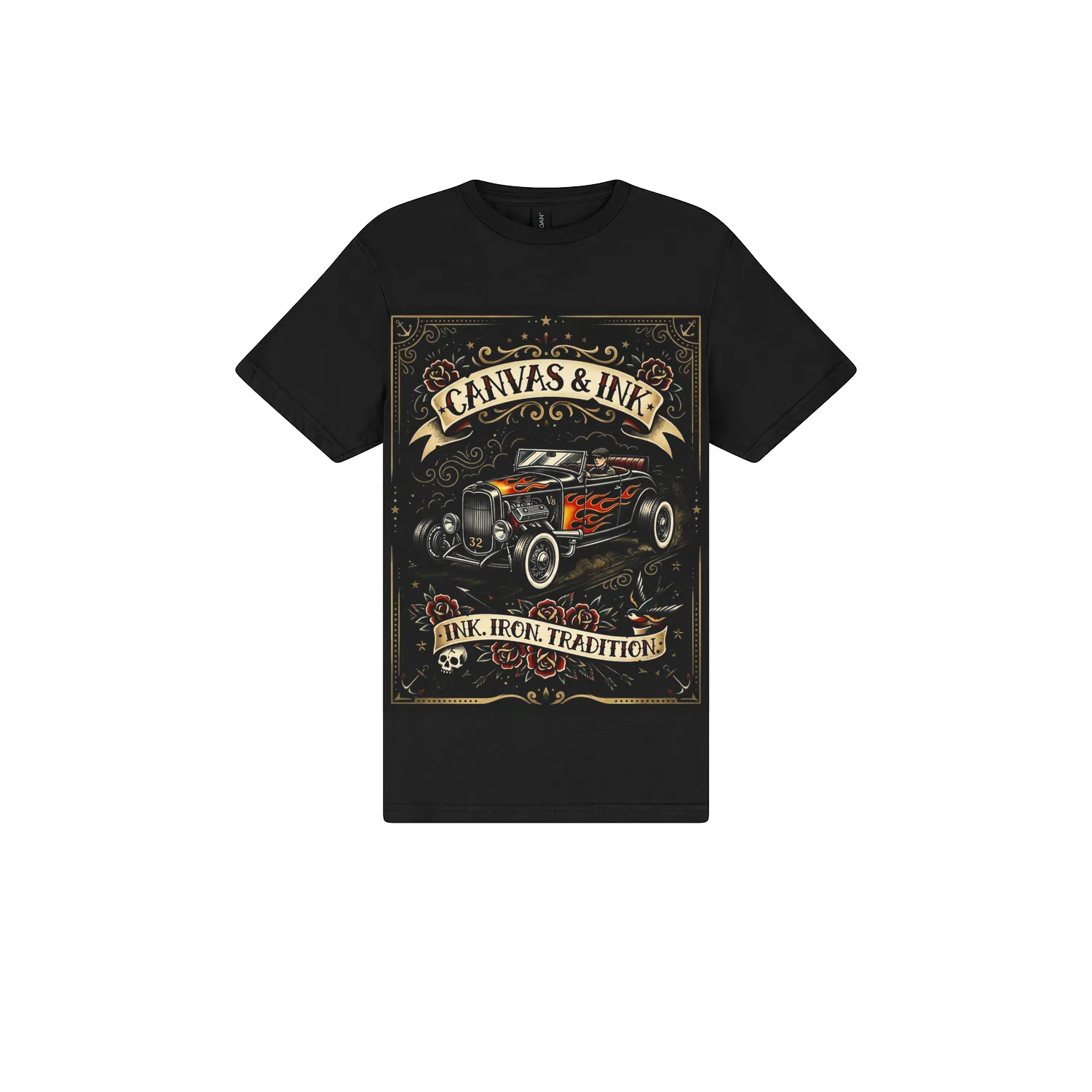 Black front flat lay
