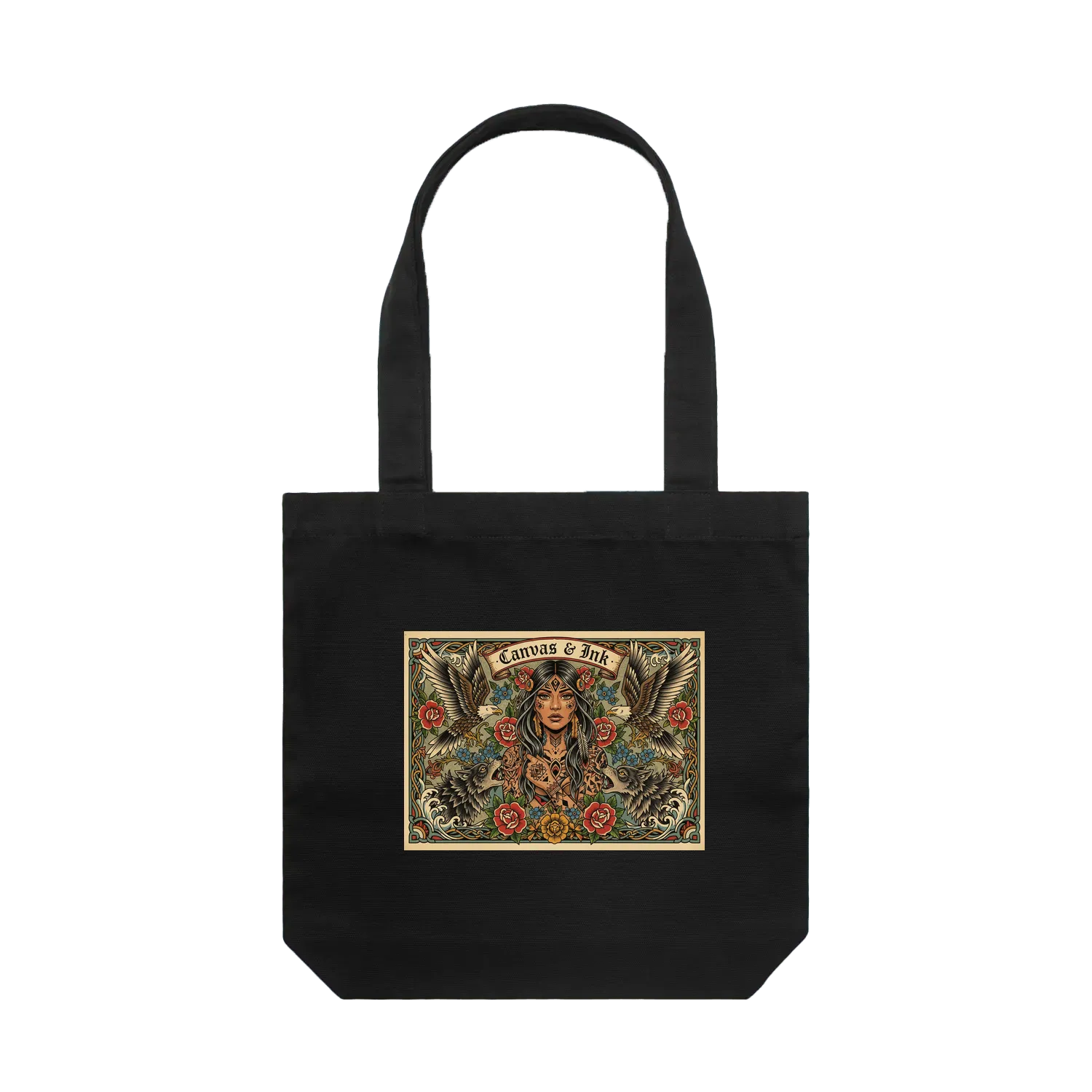 Black front flat lay