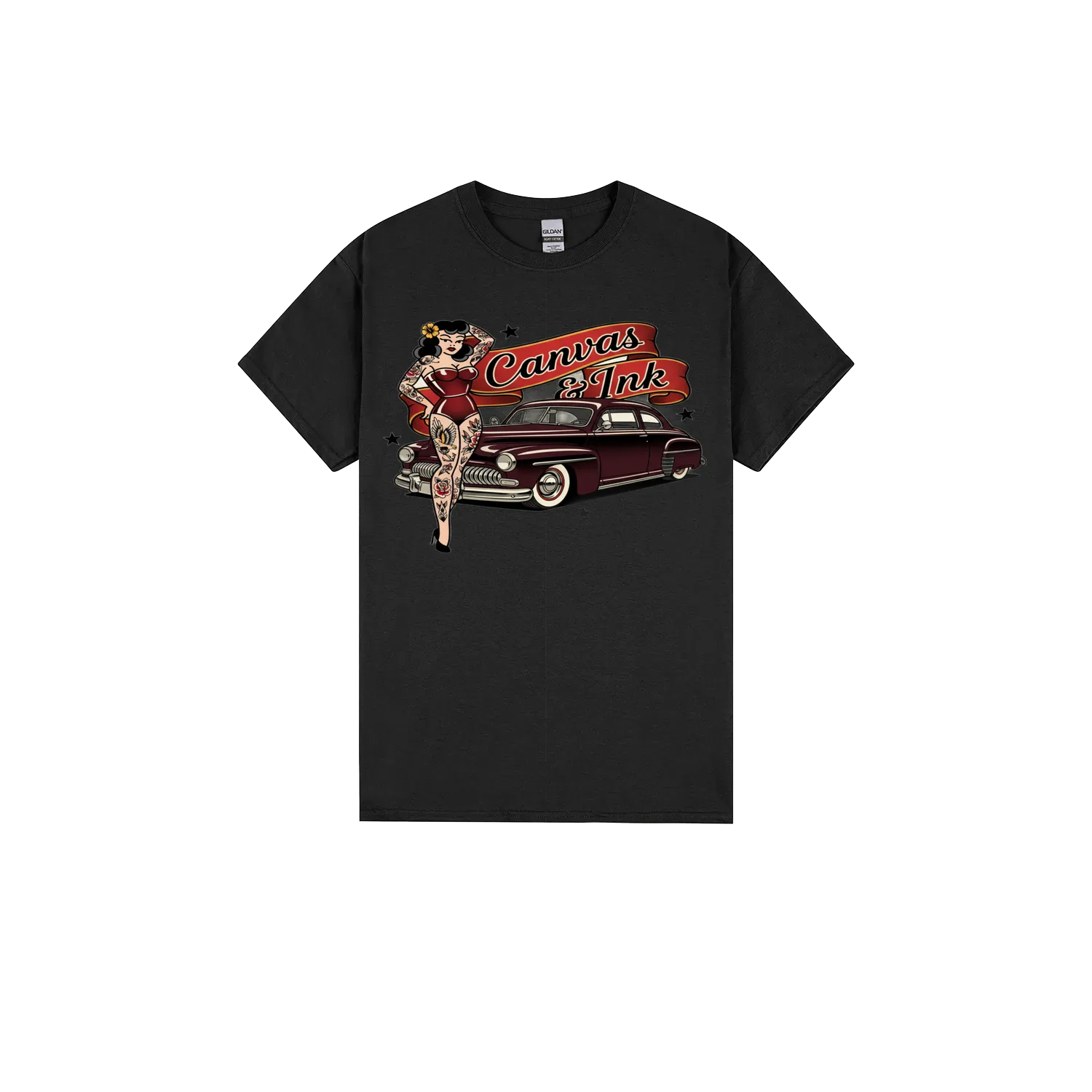 Black front flat lay