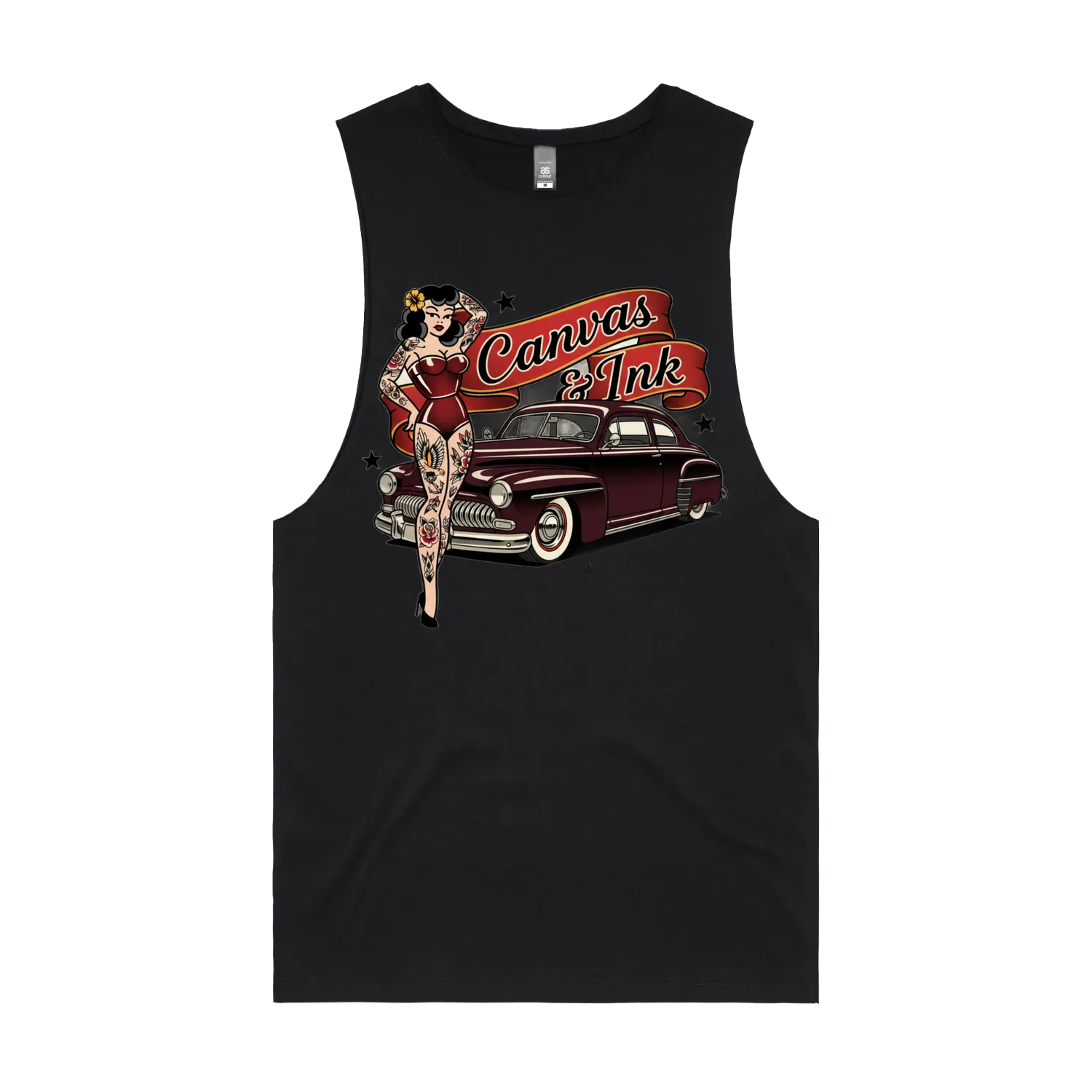 Black front flat lay