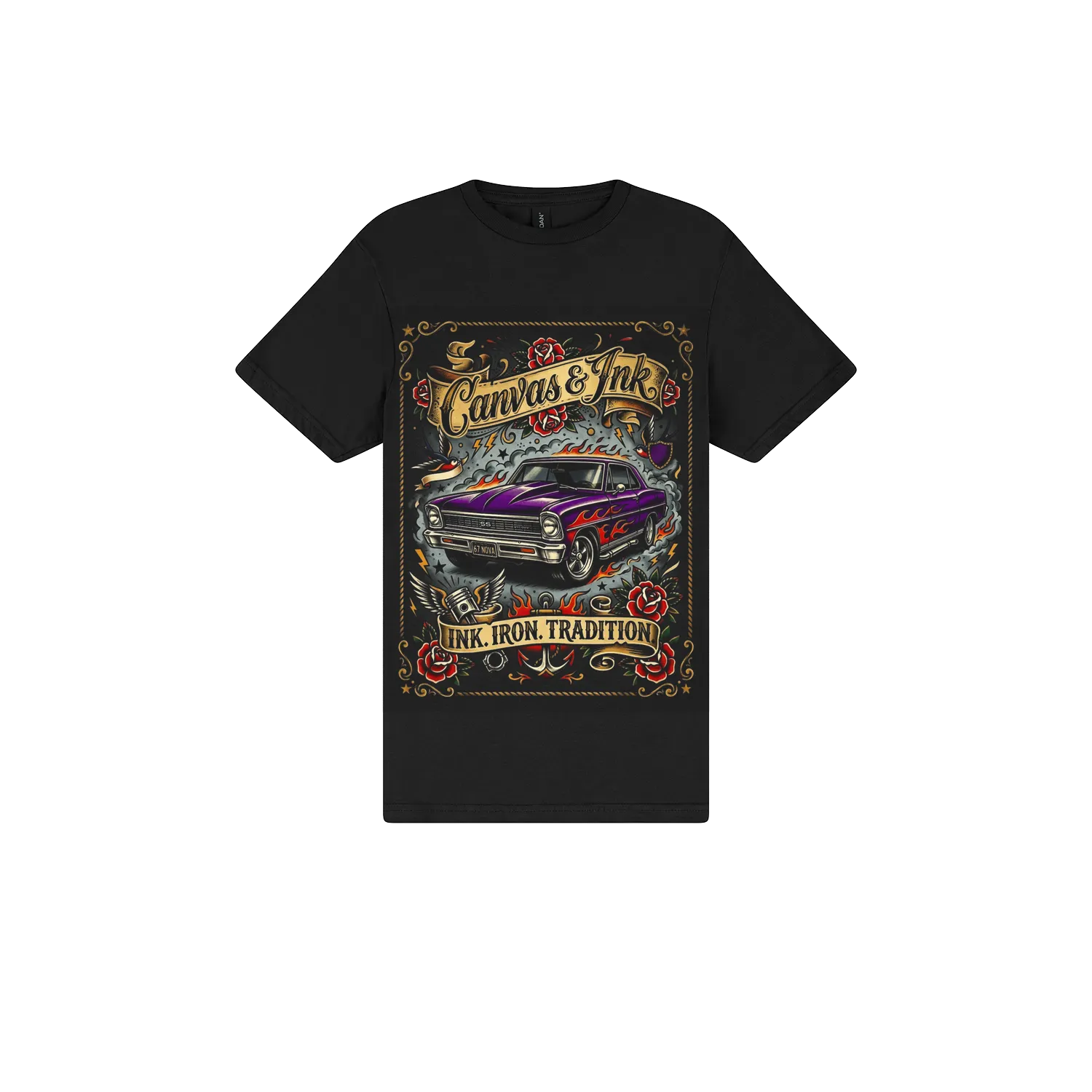 Black front flat lay