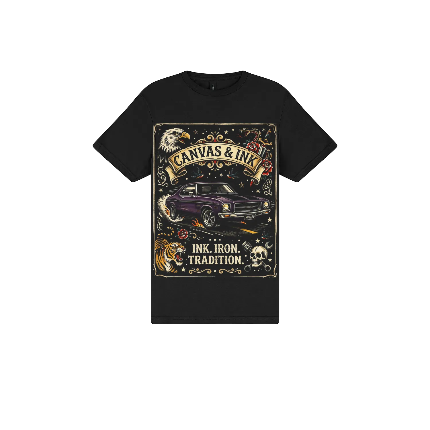 Black front flat lay