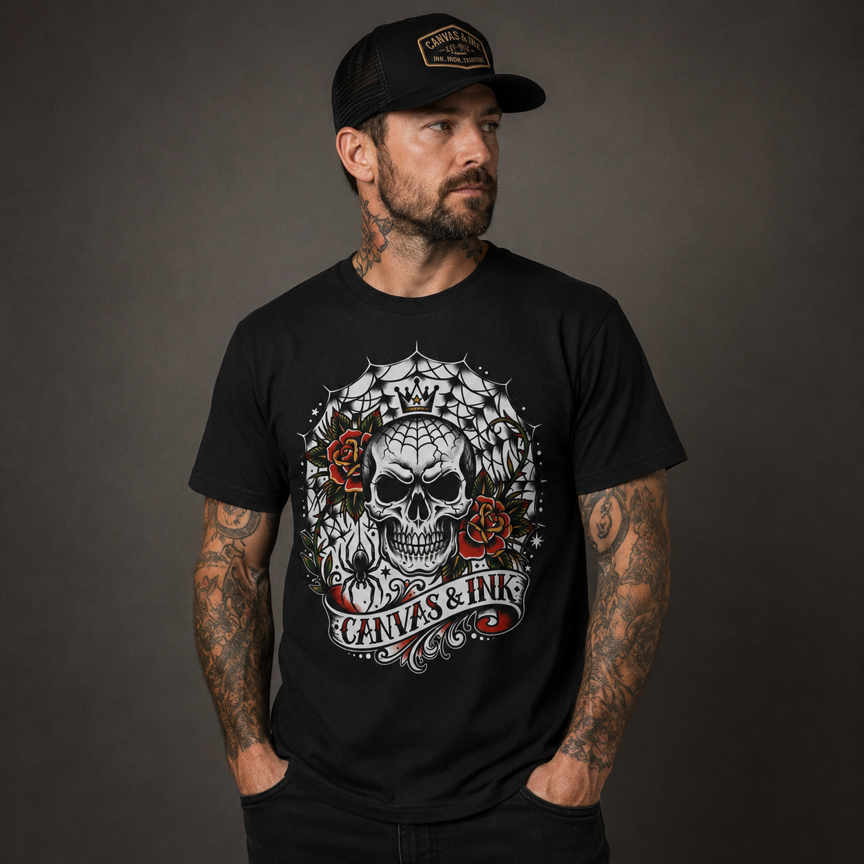Webbed Skull T-shirt - FRONT PRINT