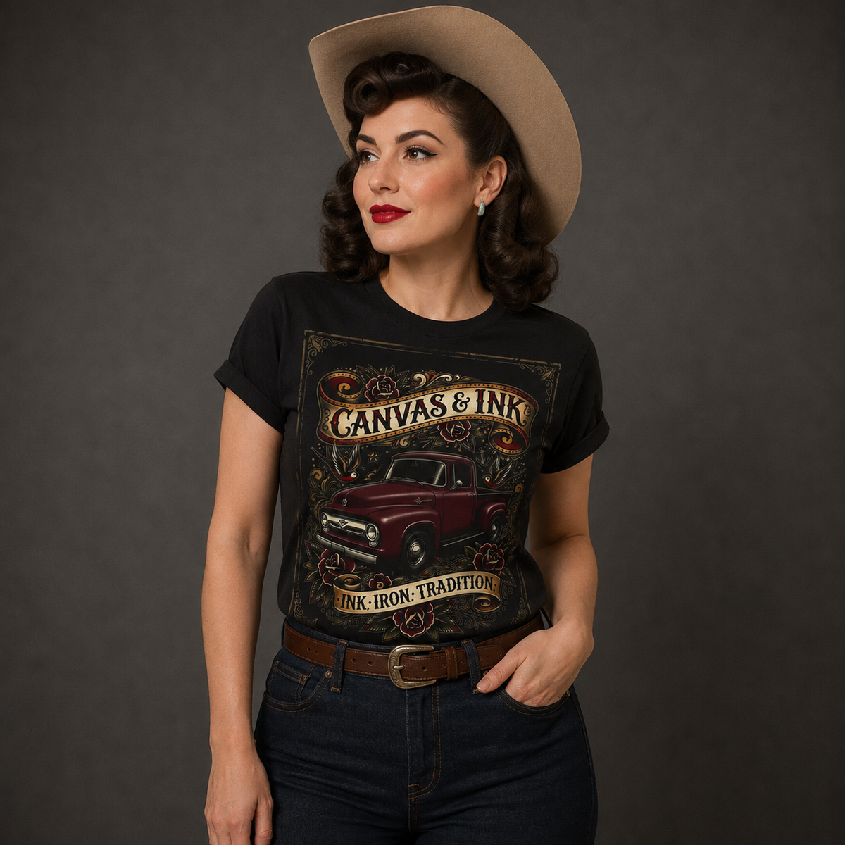 56 ford pickup T-Shirt - FRONT PRINT