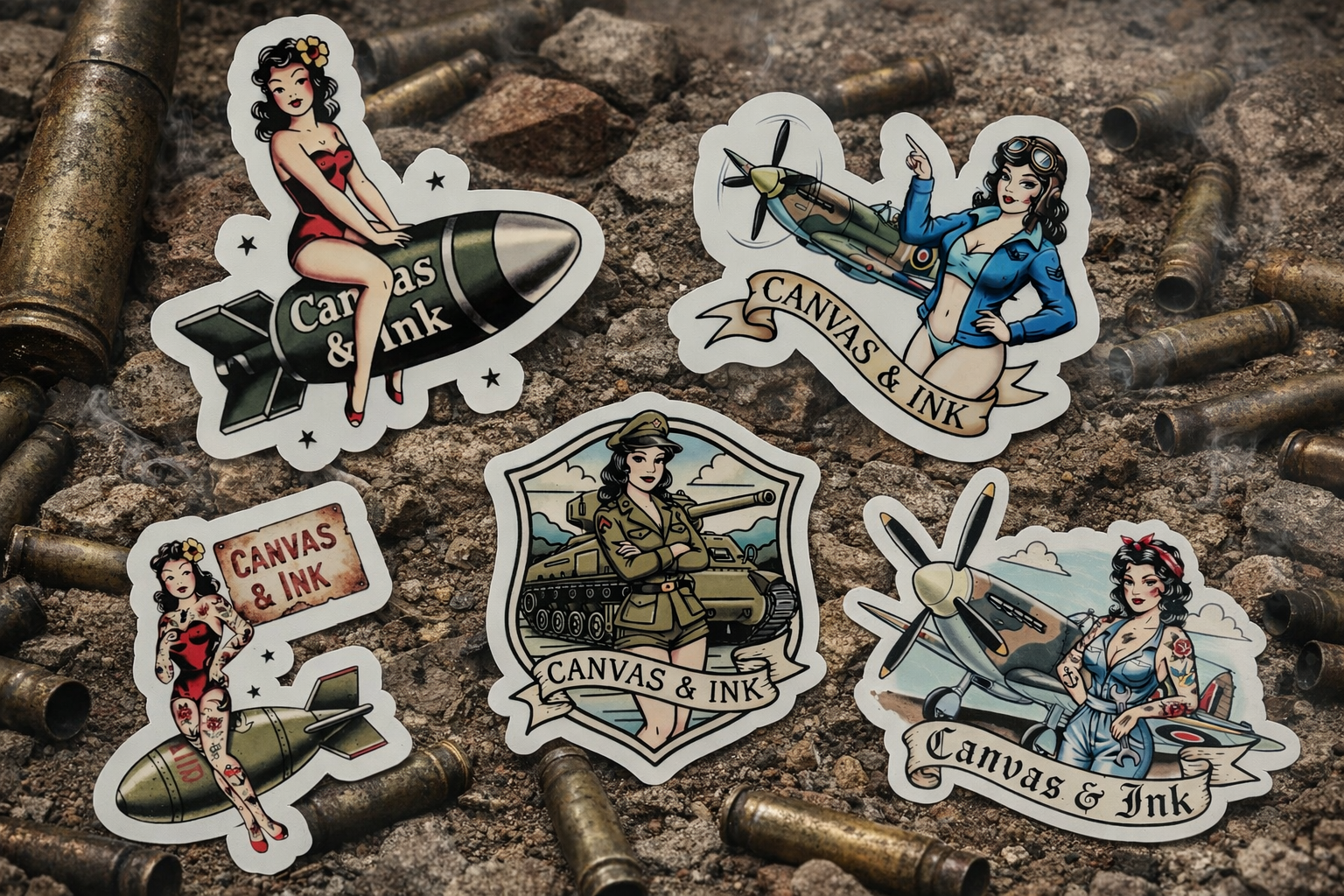 WWII Pinups 5 Sticker pack