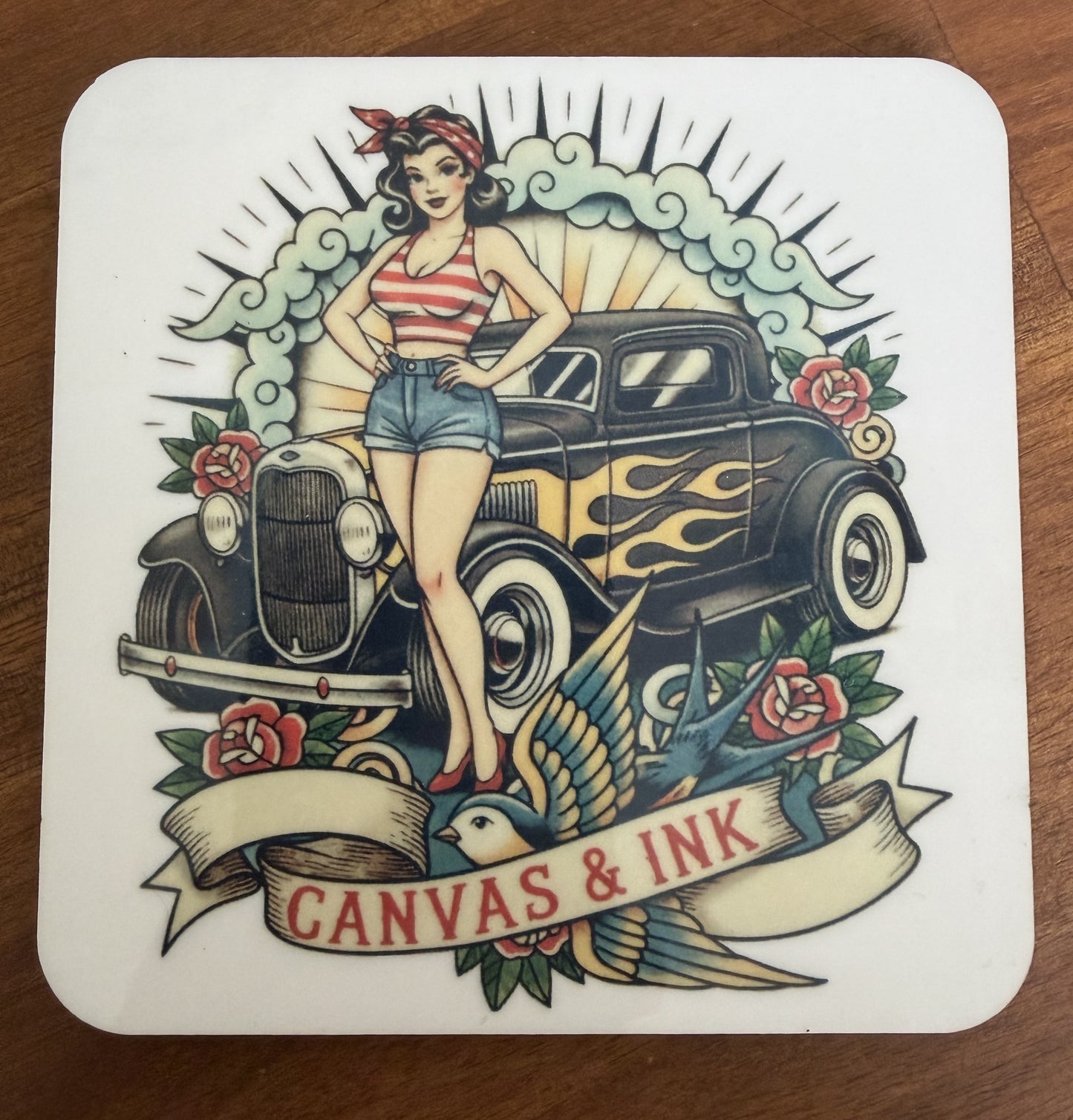 Cork Back Coaster - Flamed '32 Coupe