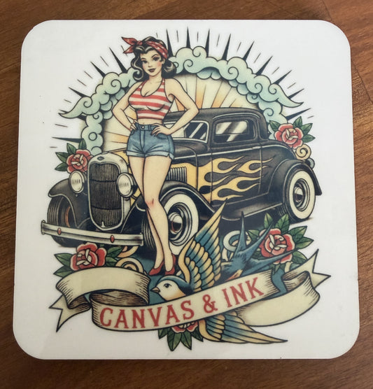 Cork Back Coaster - Flamed '32 Coupe