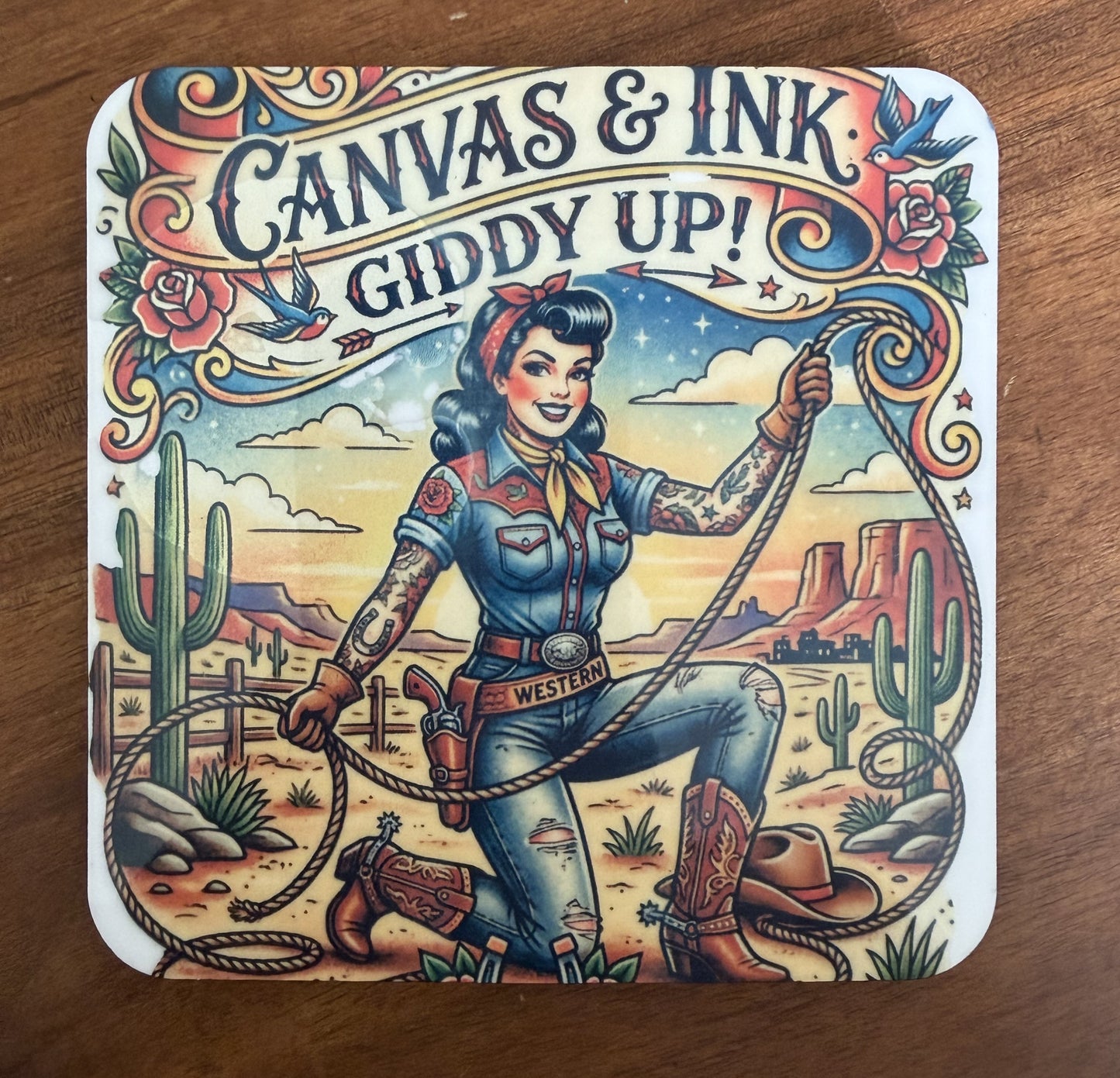 Cork Back Coaster - Giddy Up