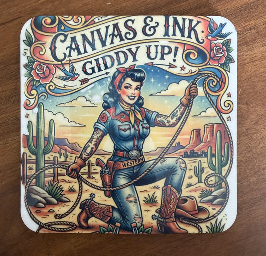 Cork Back Coaster - Giddy Up