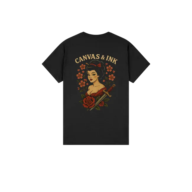 Geisha and dagger Cotton T-Shirt
