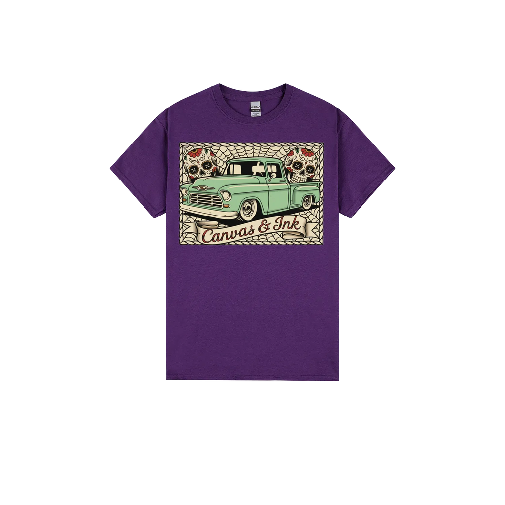 Purple front flat lay