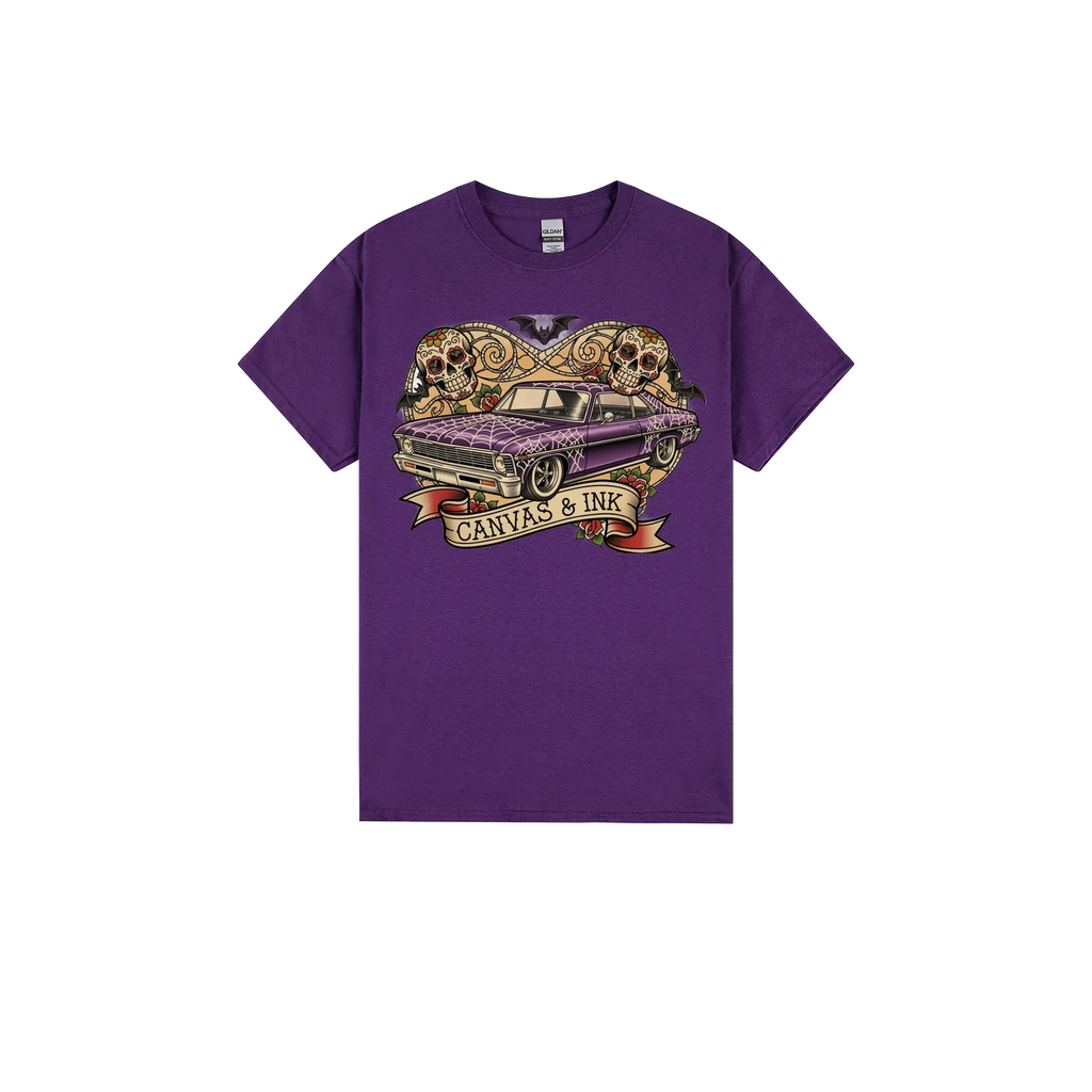 Purple front flat lay