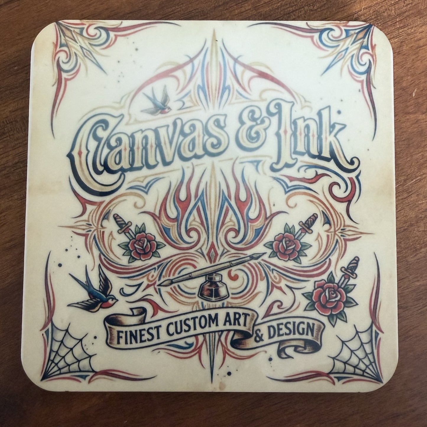 Cork Back Coaster - Pinstripe