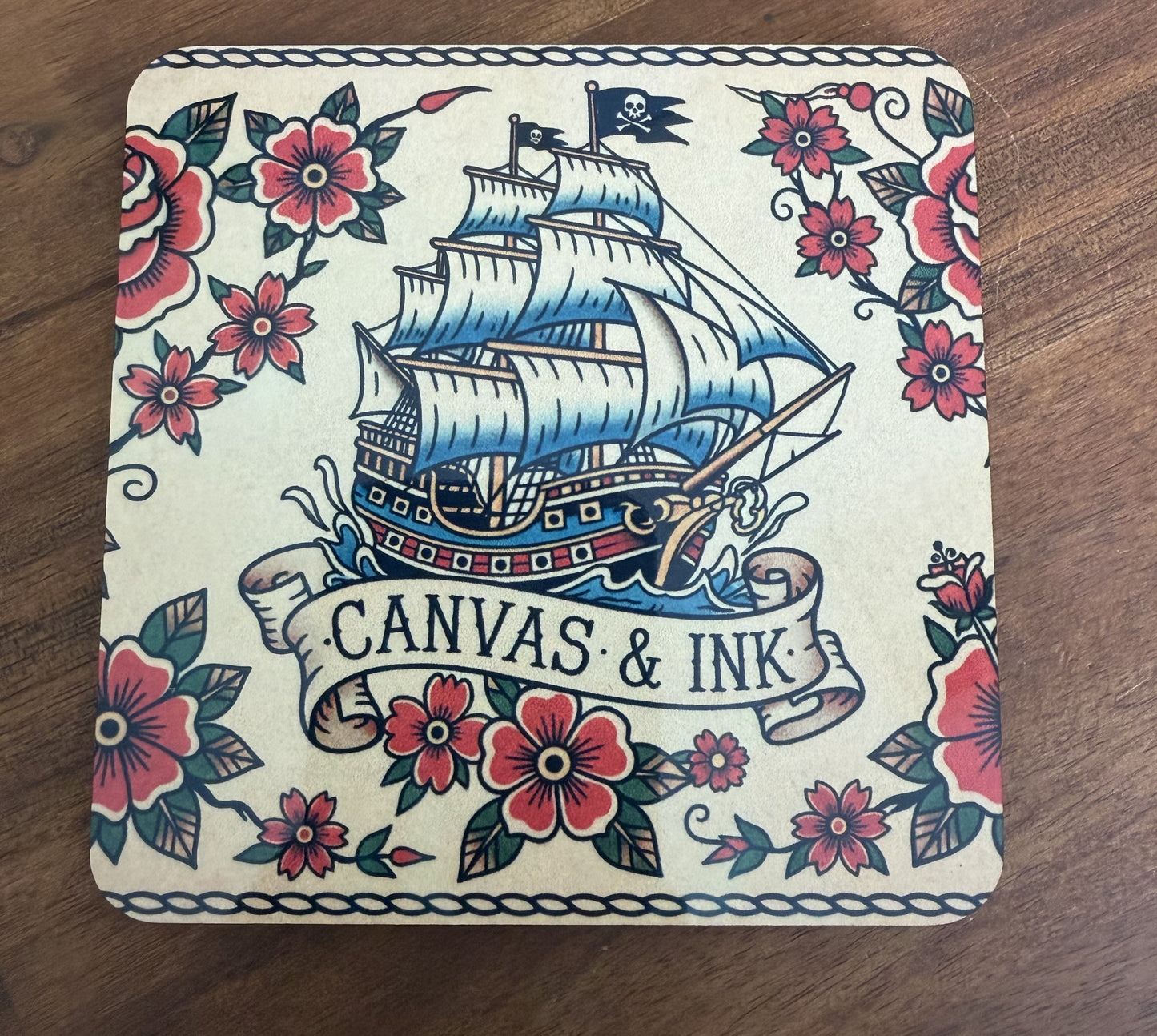Cork Back Coaster - Pirate Ship
