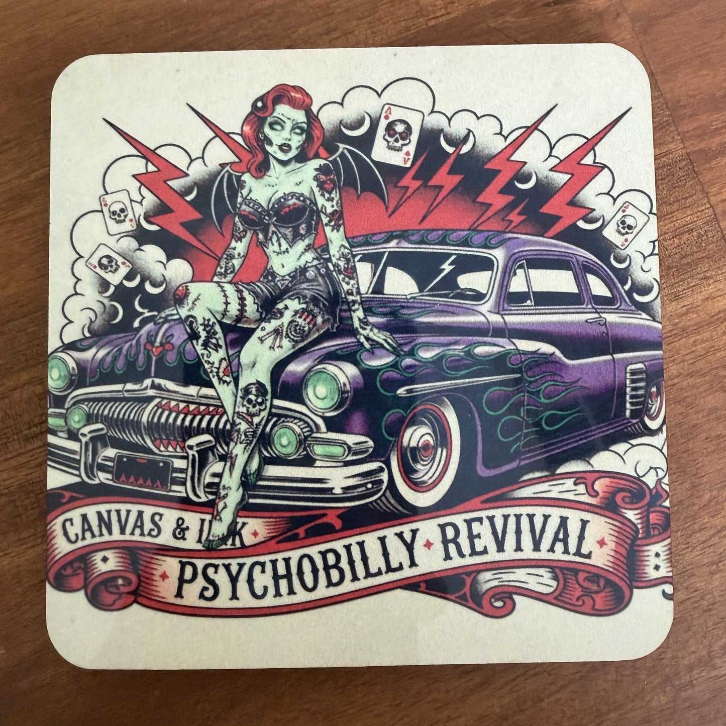 Cork Back Coaster - Psychobilly Revival