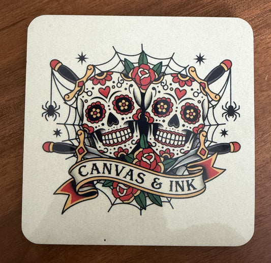 Cork Back Coaster - Sugar Skulls