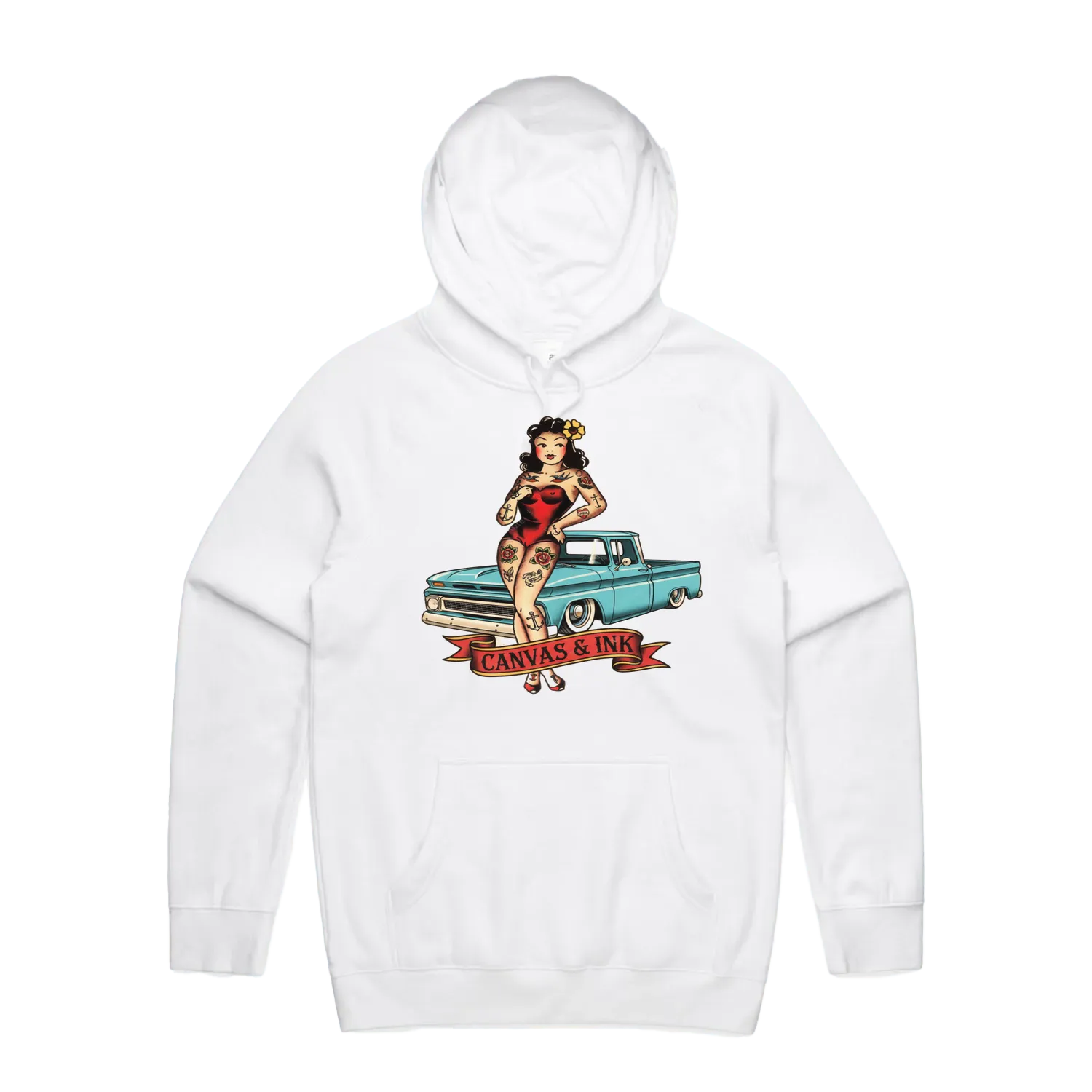 White front flat lay