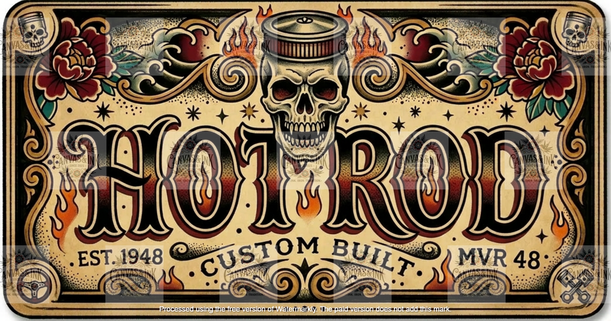 Hot Rod – Tan Licence Plate